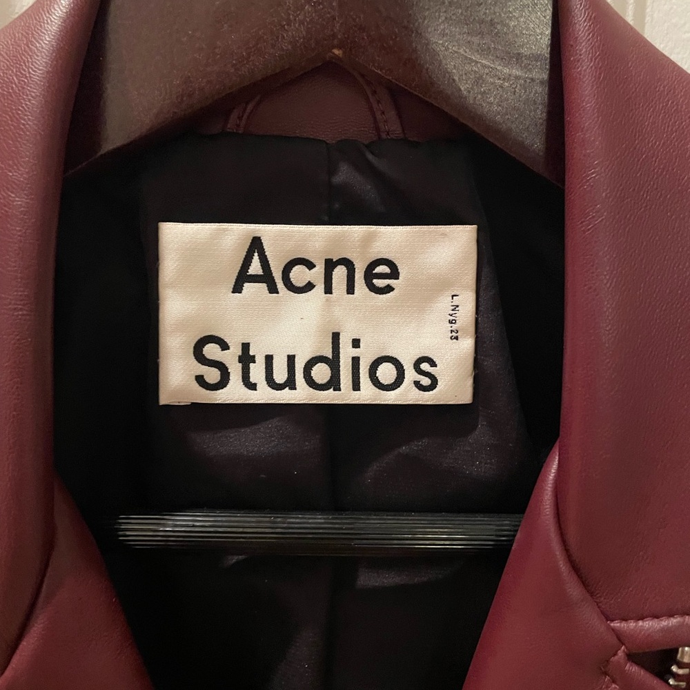 Acne Studios Women's Maroon Mock Leather Jacket - Picture 2 of 8
